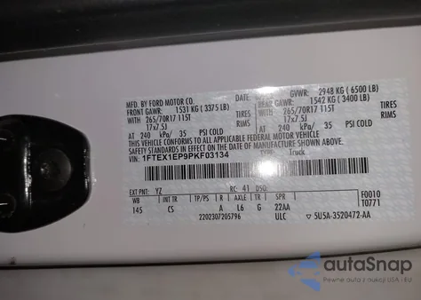 2023 Ford F-150 Xl z USA, uszkodzony, nr VIN 1FTEX1EP9PKF03134